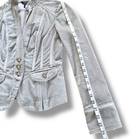 White House Black Market Grey Velvet Ribbon Trim Blazer, Jacket, Women’s 4 - Picture 11 of 13